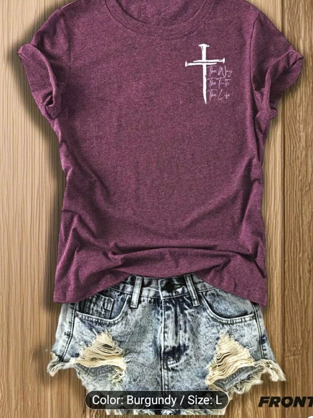 Tee Shirt. The Way The Truth The Life John 14:6 Scripture. Burgundy Size L NWT - Picture 2 of 4